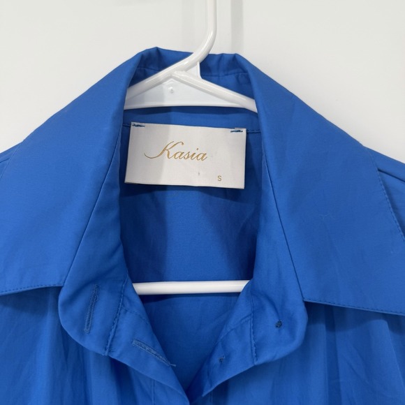 Kasia Blue Mini Dress Button Front Balloon Sleeve Women's Size Small Tiered - Picture 3 of 9